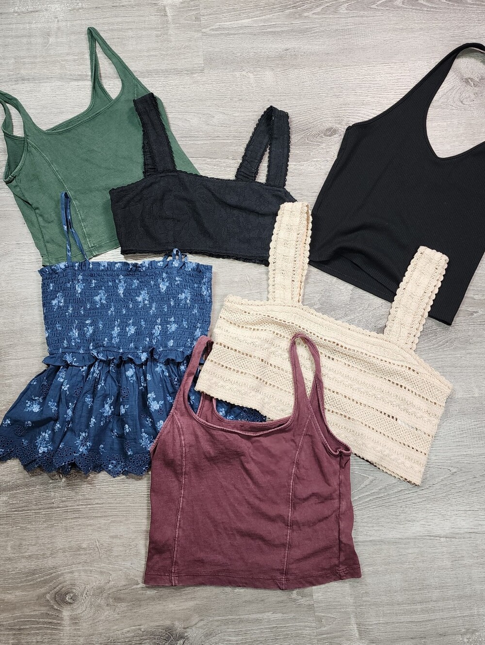 6 PC AMERICAN EAGLE AERIE Tank Lot Lace Crop S / M